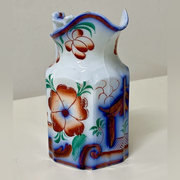 19th Century Antique Gaudy Welsh PAGODA Hexagonal Lustreware Pitcher Jug - Picture 5 of 16